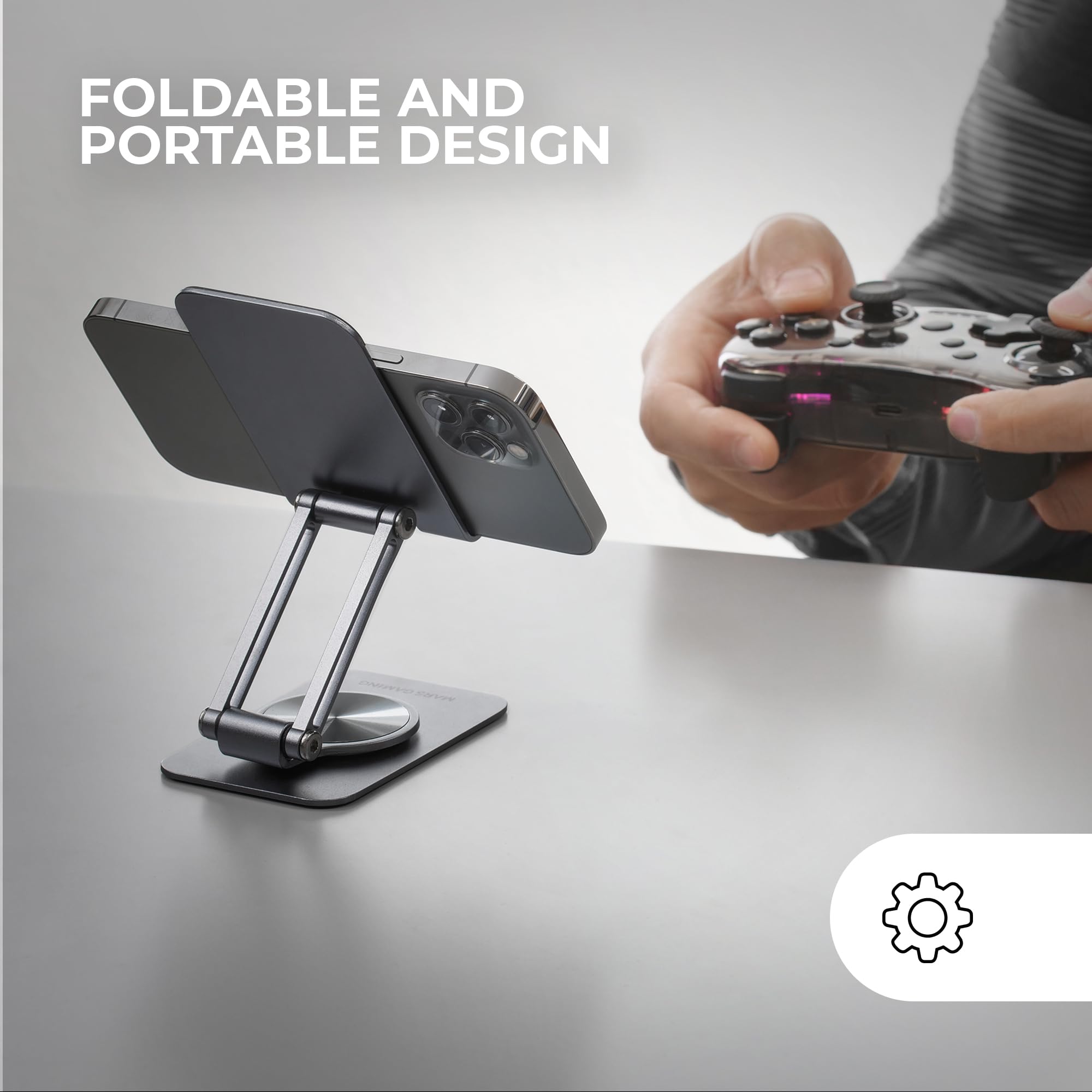 Mars Gaming MA-RSS, Foldable Smartphone Stand, 360° Dynamic Rotation + 180° Height & Angle Adjustment - Image 2