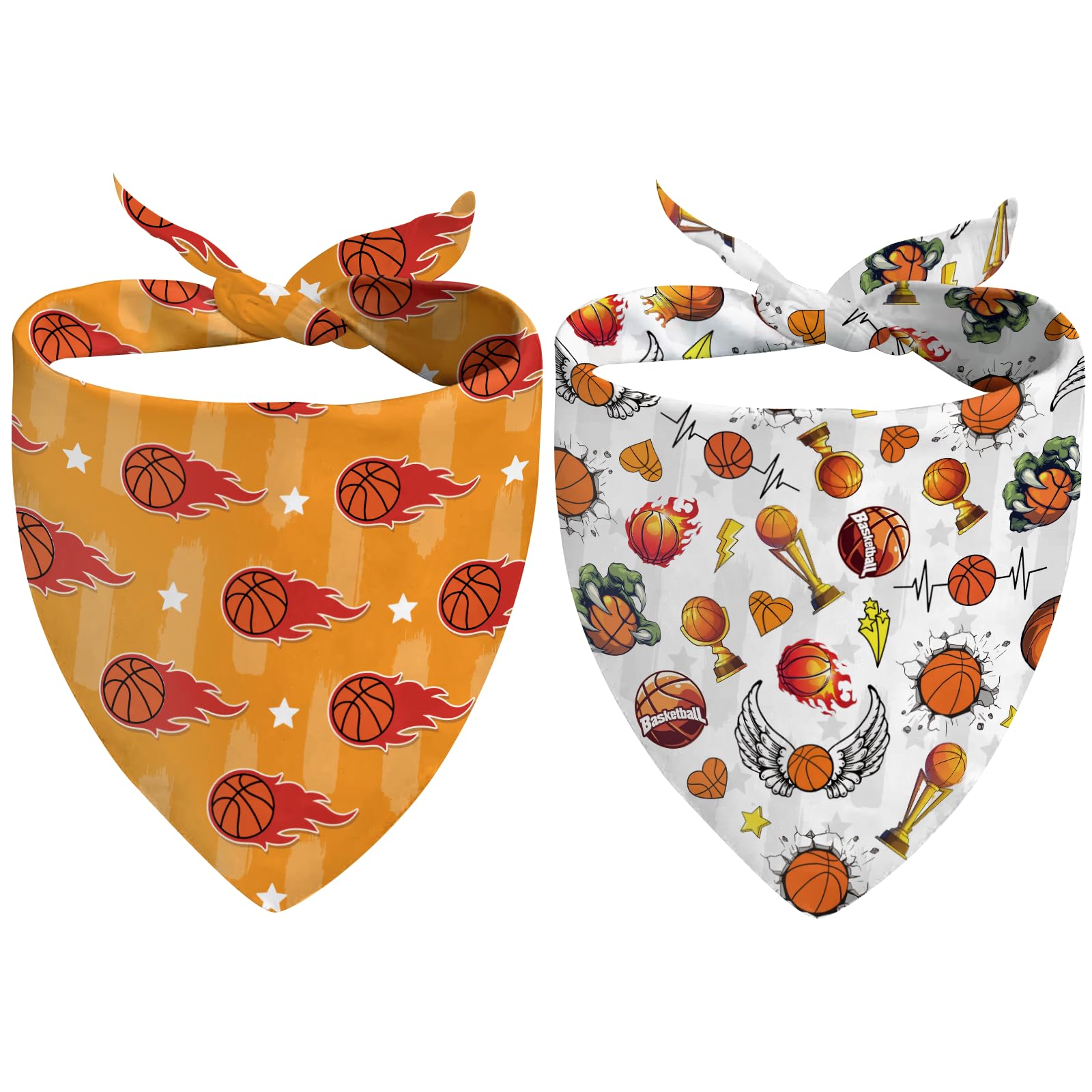 2Pcs Dog Bandanas for Birthday Party Supplies, Basketball Triangle Dog Neckerchief, Clothing & Accessories for Dogs, Gift for Dogs Birthday