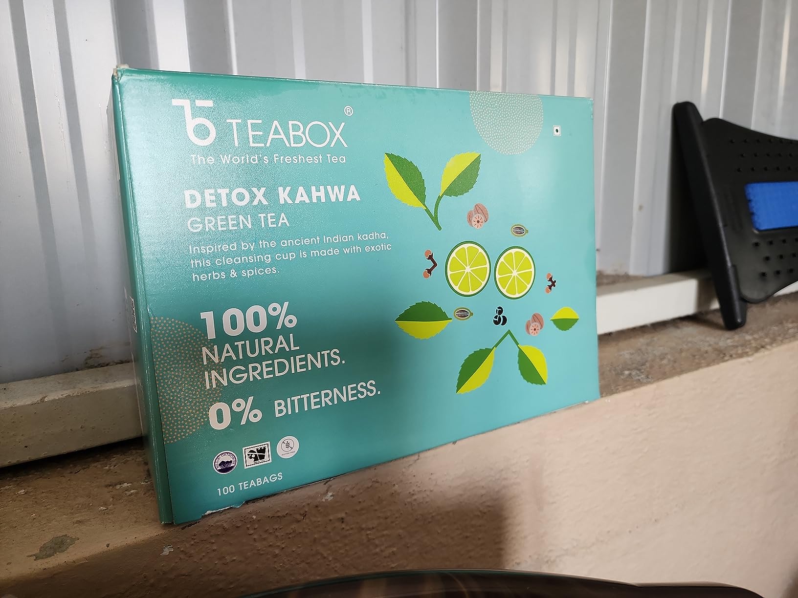 Teabox Detox Kahwa Green Tea 100 Teabags Made with 8 Natural
