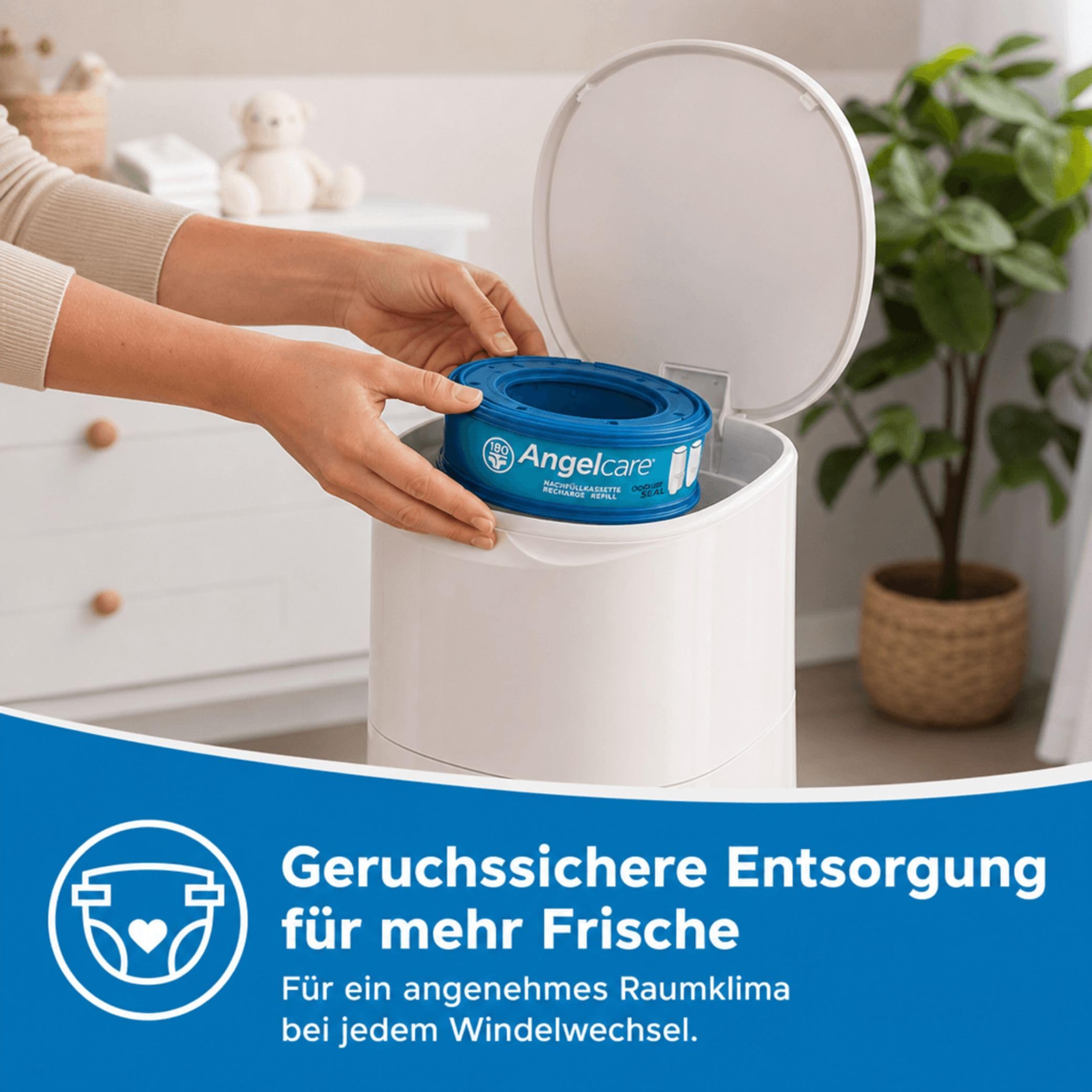 Angelcare 8er-Pack Original Nachfüllkassetten für Angelcare Windeleimer Comfort Plus
