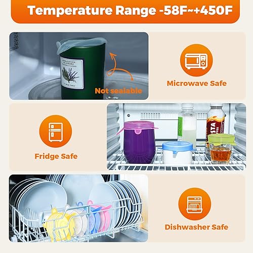 Miniatura 5 de Paquete de 60 tapas elásticas de silicona de 2.6 pulgadas, tapas de silicona reutilizables para microondas, cubiertas de silicona para