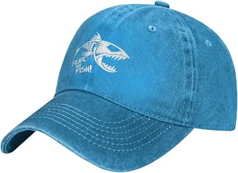 Fear No Fish Vintage Baseball Cap Mens/Womens Adjustable Dad Hats Washed Denim Cowboy Hat Black
