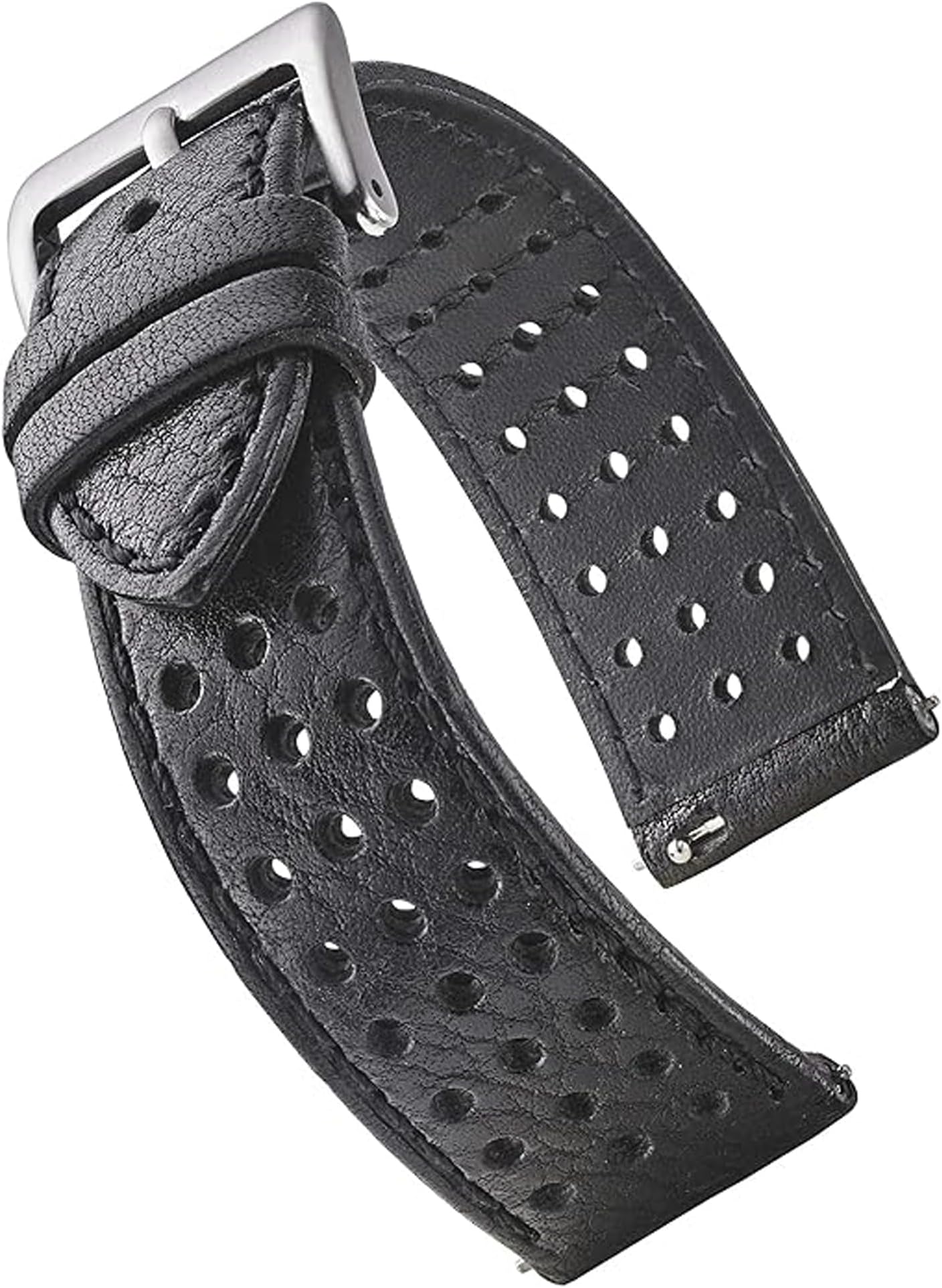 ALPINE Soft and Smooth Genuine Perforated Leather Watch Band - Black, Brown, Tan, Grey, Blue - 18 mm, 20 mm, 22 mm, 24 mm