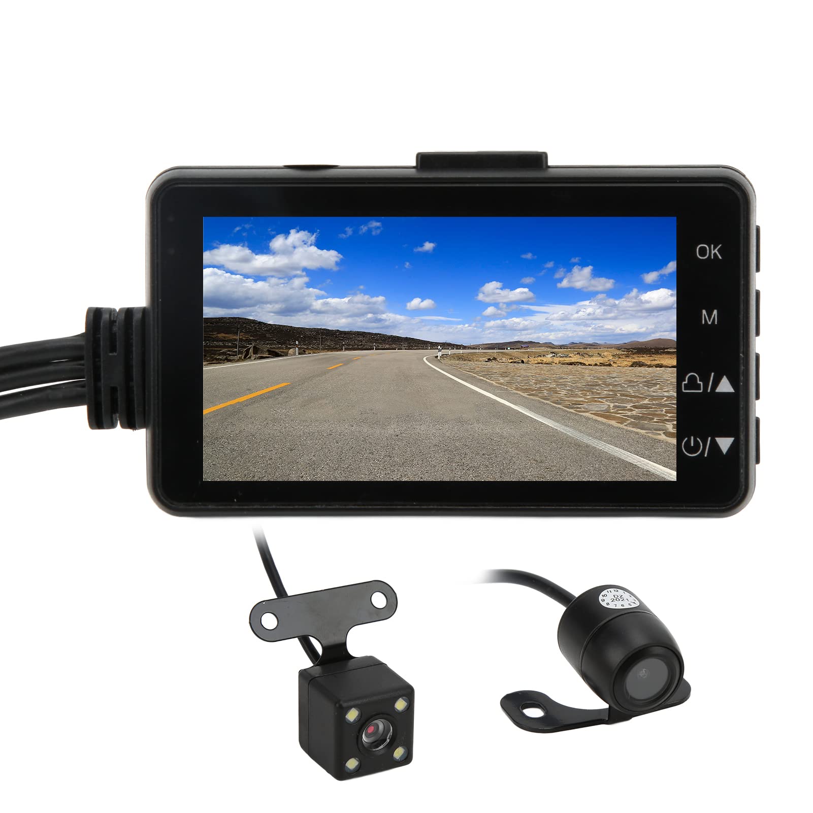 KIMISS Grabadora De Conducción, Cámara De Grabación De Conducción Dual 1080P Para Motocicleta, Cámara De Salpicadero Delantera Y Trasera Con Control Remoto Para Conducir