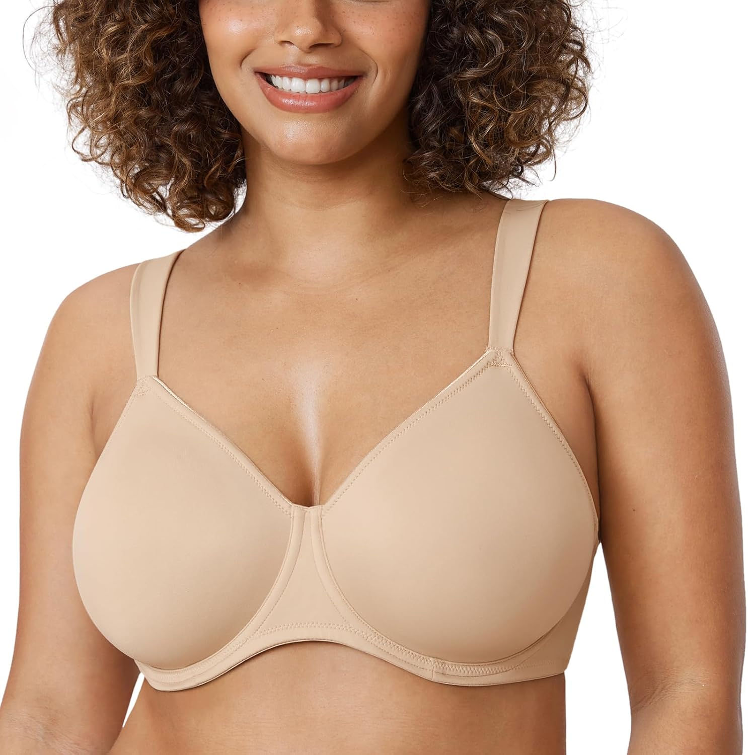 DELIMIRA Women's Full Coverage Minimizer Underwire Plus Size Non Padded Support Bra