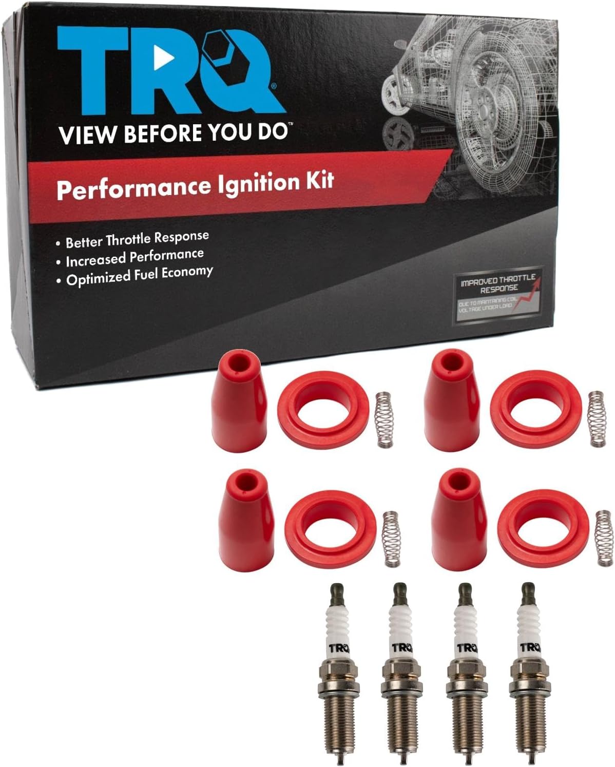 TRQ Ignition Coil and Spark Plug Kit 8 Piece Compatible with 2011-2015 Chevrolet Cruze 2016 Cruze Limited 2012-2018 Sonic