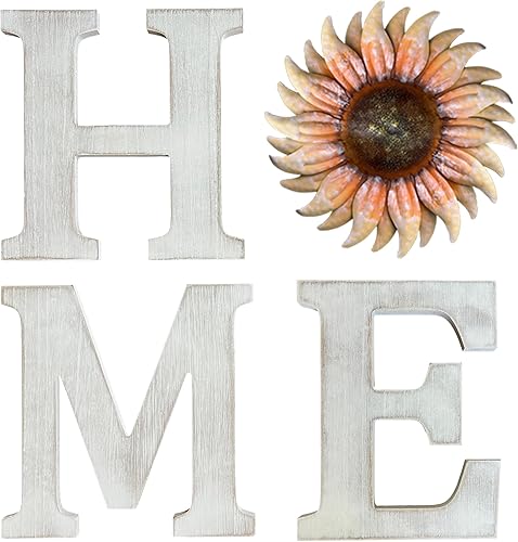 Miniatura 8 de BTD - Letrero rústico para el hogar, letras grandes de madera blanca con decoración de molino de viento de metal Molino de viento blanco,Molino de