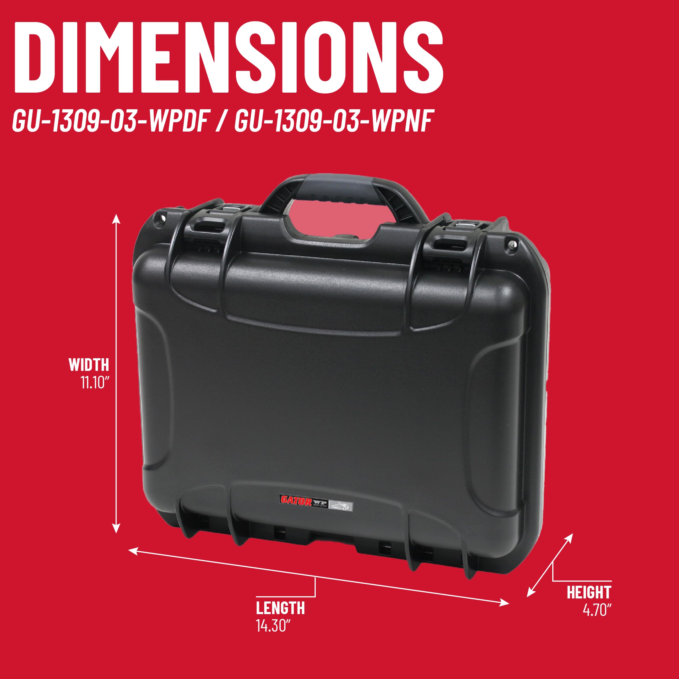 Gator Cases gu-1309 – 03-wpdf Negro Impermeable Caso Moldeado por inyección