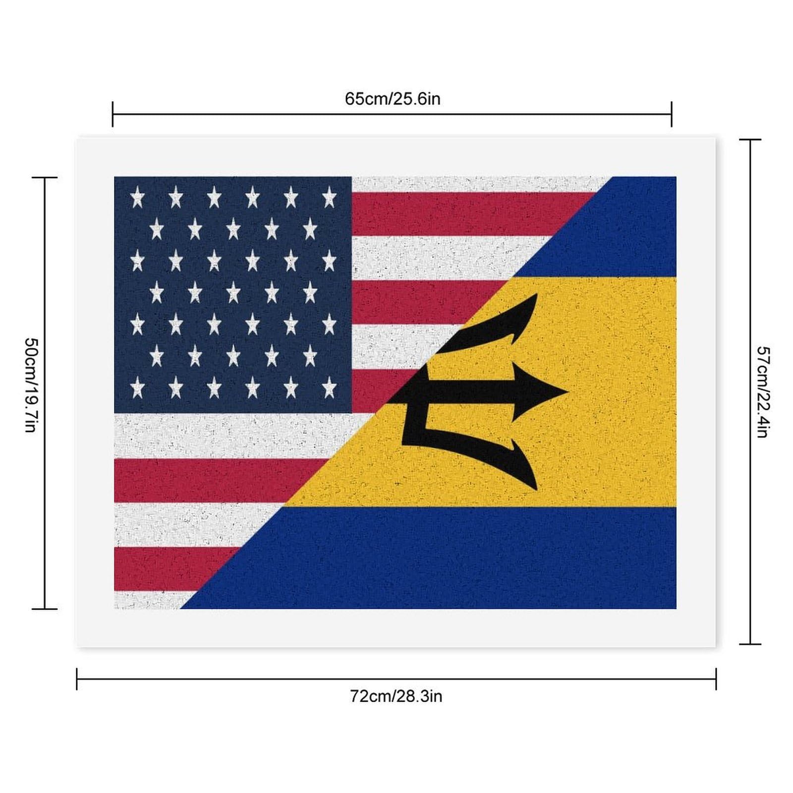 Lustiges Malen-nach-Zahlen-Set für Erwachsene, Motiv: US- und Barbados-Flagge, Baumwolle, digitales Ölgemälde, Heimdekoration, Geschenk, 50 x 65 cm