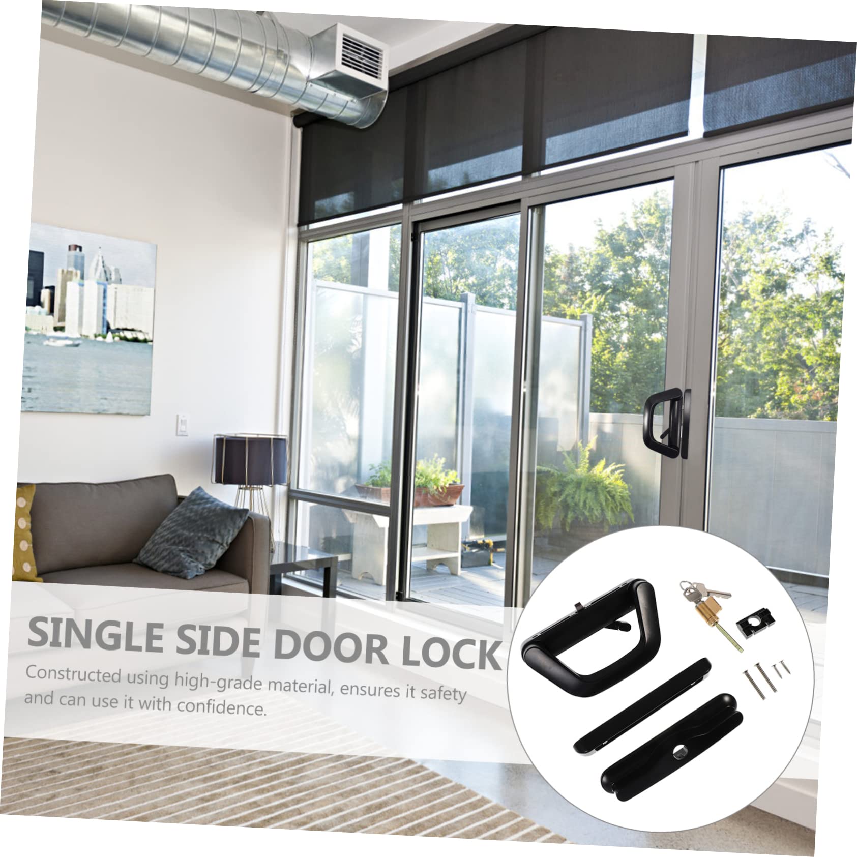 NUOBESTY Serrure de Porte Coulissante Loquet Simple Face Facile à Installer en Alliage de Zinc avec Clé Ensemble Pratique de 1 Set pour Balcon Cuisine