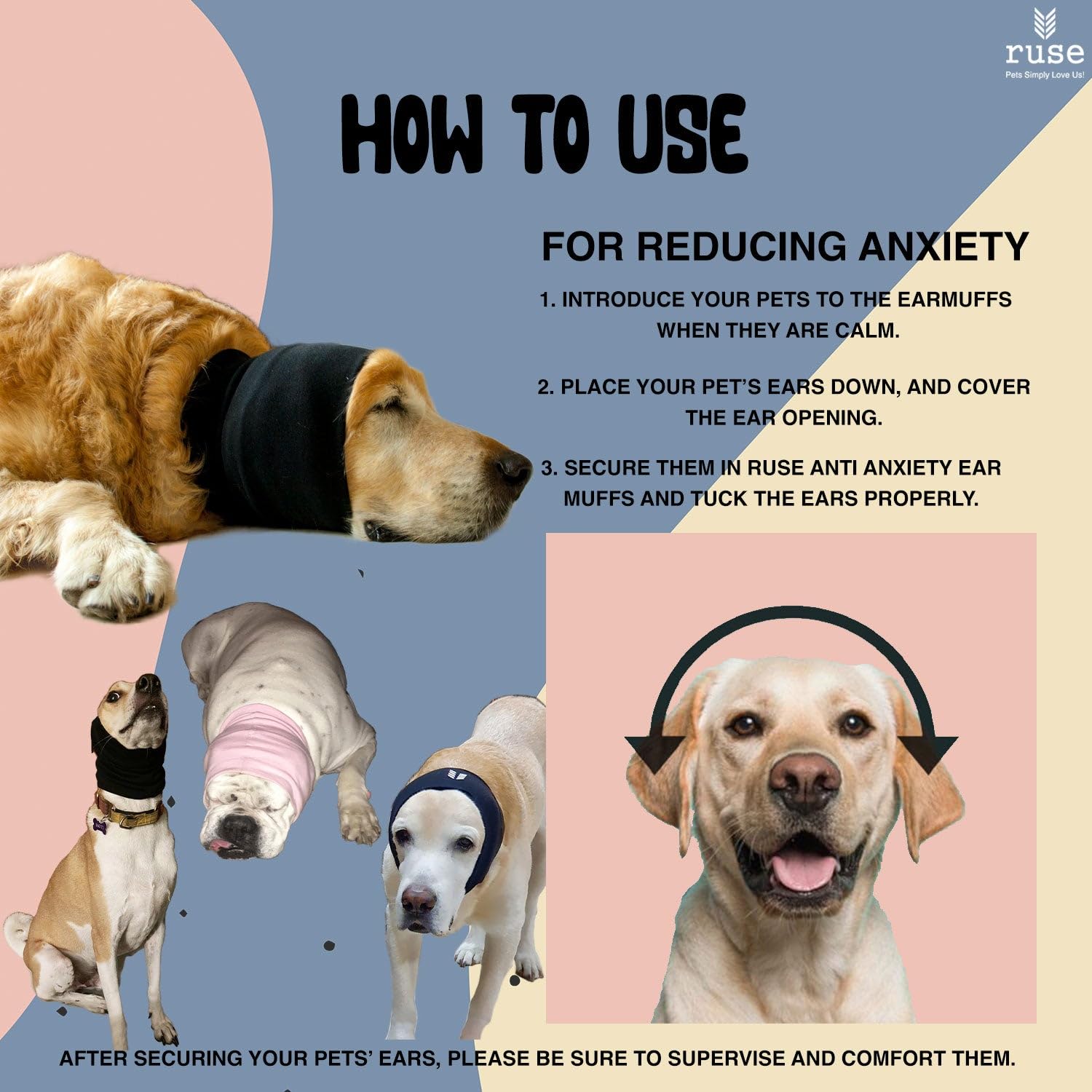 Anti Anxiety Dog Ear Muffs 2.0 Cotton Stuffed for Extra Protection Against Extreme Noises | Thunder, Firecrackers, Weddings & Groomers | Gift for Dogs to Celebrate Diwali, Weddings etc.(Yellow/Small) 1