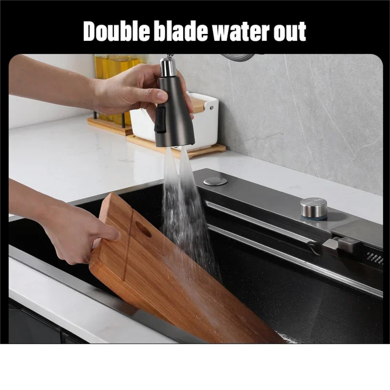 Grifo de cocina latón cepillado, grifo mezclador para fregadero abatible con pantalla LED, montaje en cubierta 2 orificios,Seguro y Confiable