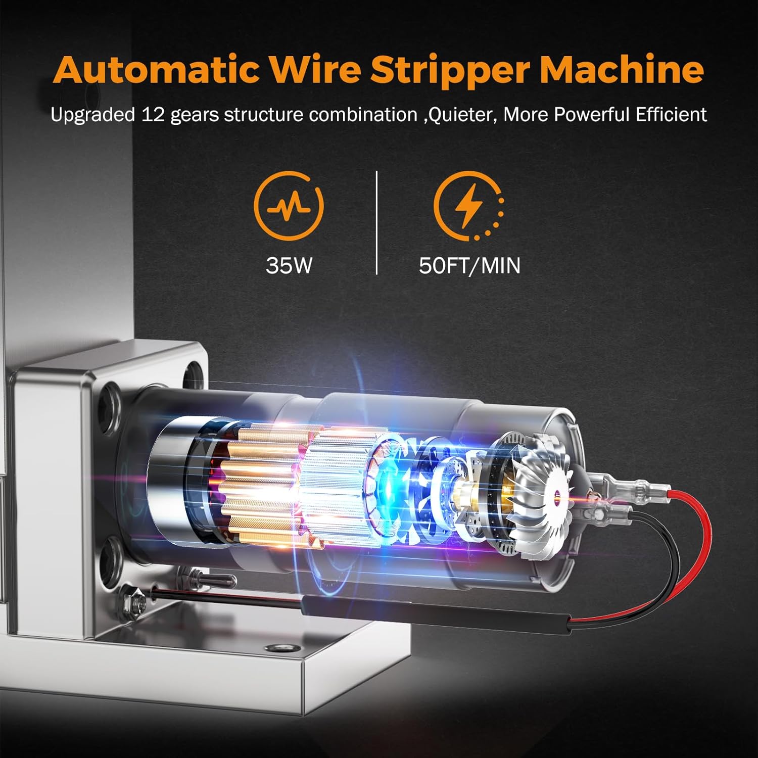 BEAMNOVA Electric/Manual/Drill Powered Wire Stripper Machine Automatic Power Hand Crank Stripping Machine for Scrap Copper, Stripping Wires of 2-25 mm, Flexible Wire Within 2 mm