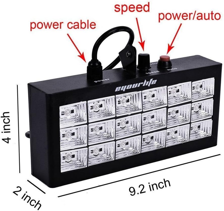 Eyourlife Strobe Light 18 LED RGB Flash Light Stage Party Lighting Sound Activated for Club Disco