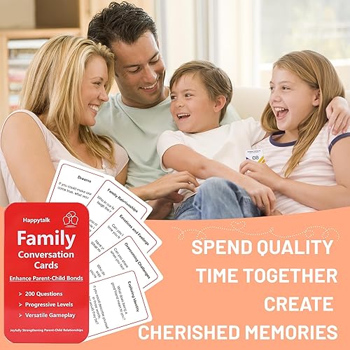 Miniatura 4 de Happytalk Tarjetas de conversación para niños 200 preguntas atractivas en tarjetas de conversación familiar para fortalecer las relaciones entre