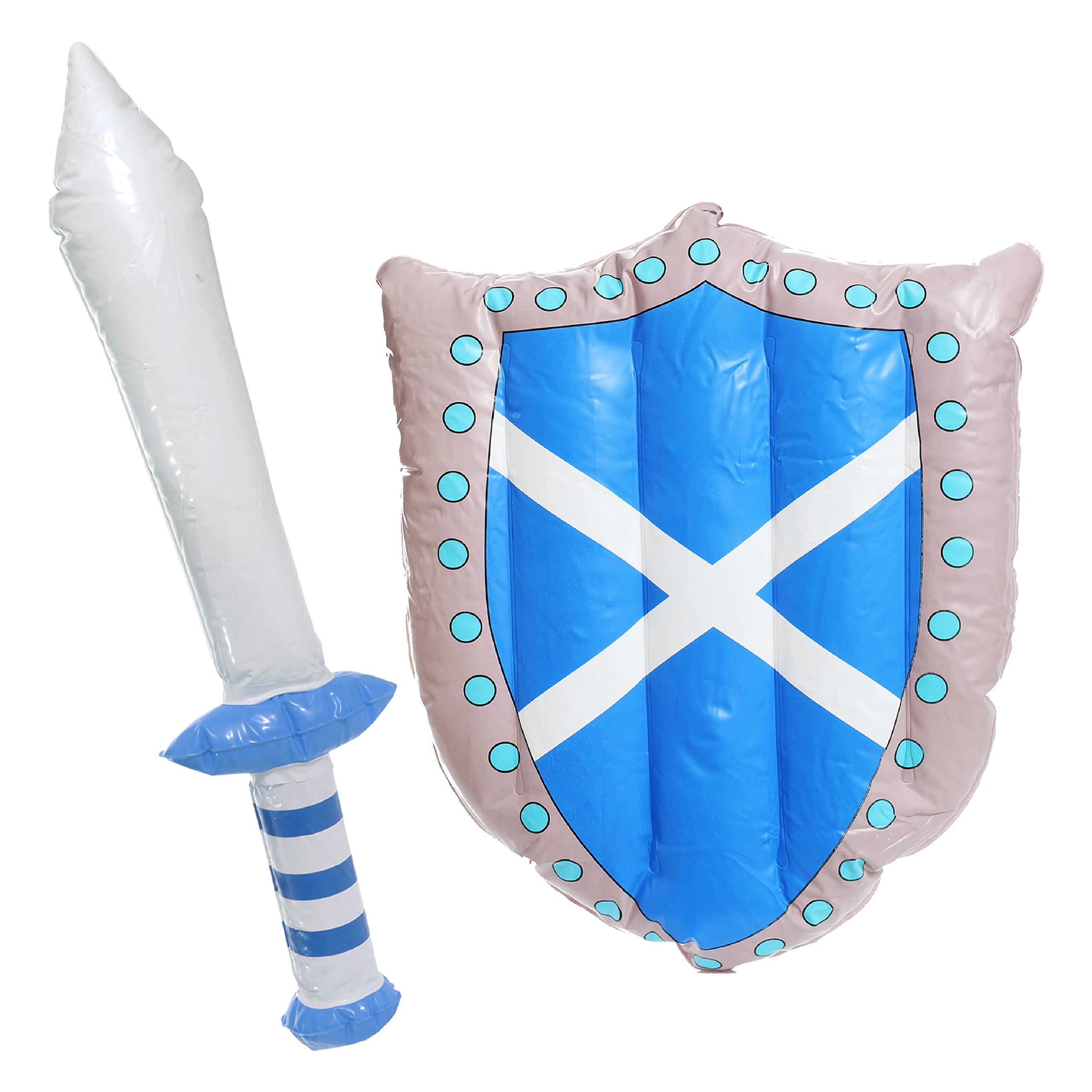Scotland Inflatable Shield & Sword – 45x32cm Scottish Flag Shield & 62cm Blue Sword with St Andrew Print – Scottish Football, Rugby, Six Nations, Fancy Dress & Supporters Accessory - Pack Of 1