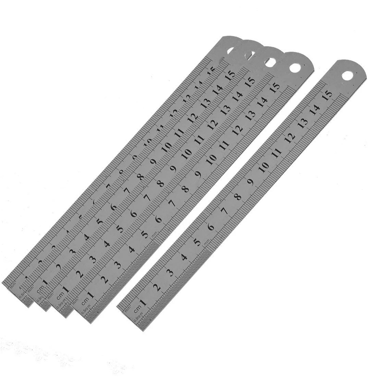 Stainless steel ruler 5 Pcs Dual Side Marked 15cm 6 Inch Stainless Steel Straight Ruler
