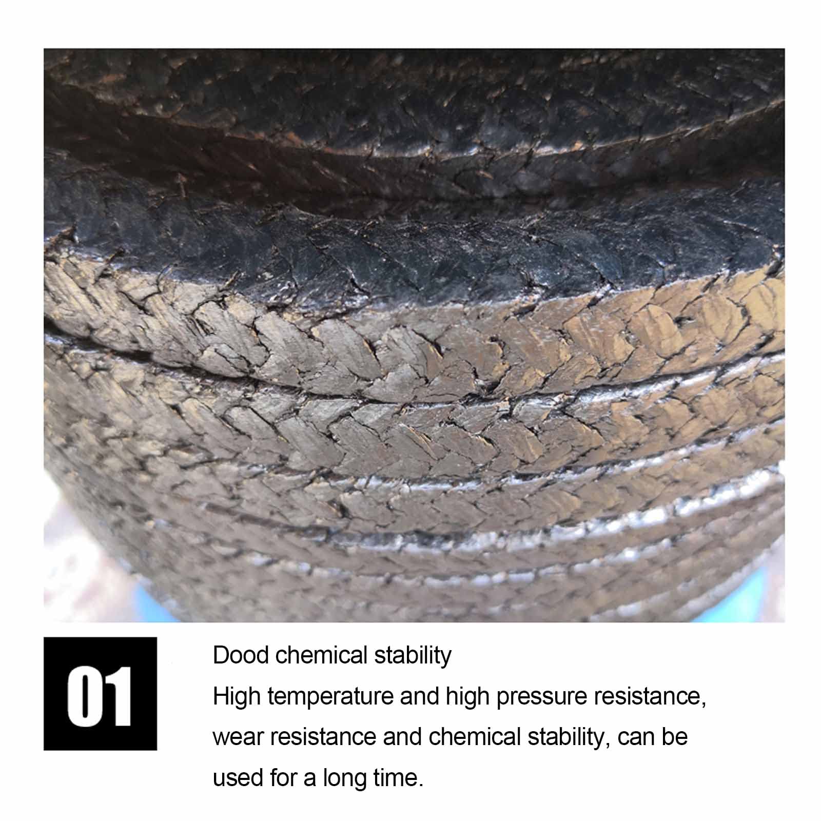 Garniture de compression tressée en graphite PTFE Graphitized Expanded PTFE Graphite Braided Compression Packing 5M Multiple Sizes(6 * 6Mm)