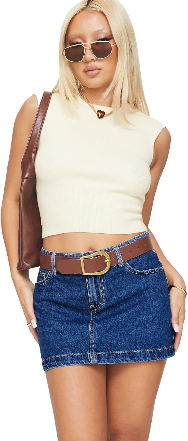 Princess Polly Women's Nickei Denim Mini Skirt Mid Wash Lower Impact