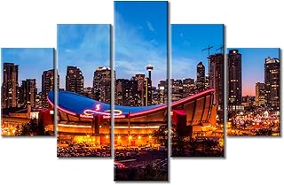 Toronto Wall Art for Living Room Scotiabank Arena Paintings on Canvas Basketball Stadium Pictures Sports Artwork Home Decor Giclee Wooden Framed Stretched Ready to Hang, 60" Wx40 H