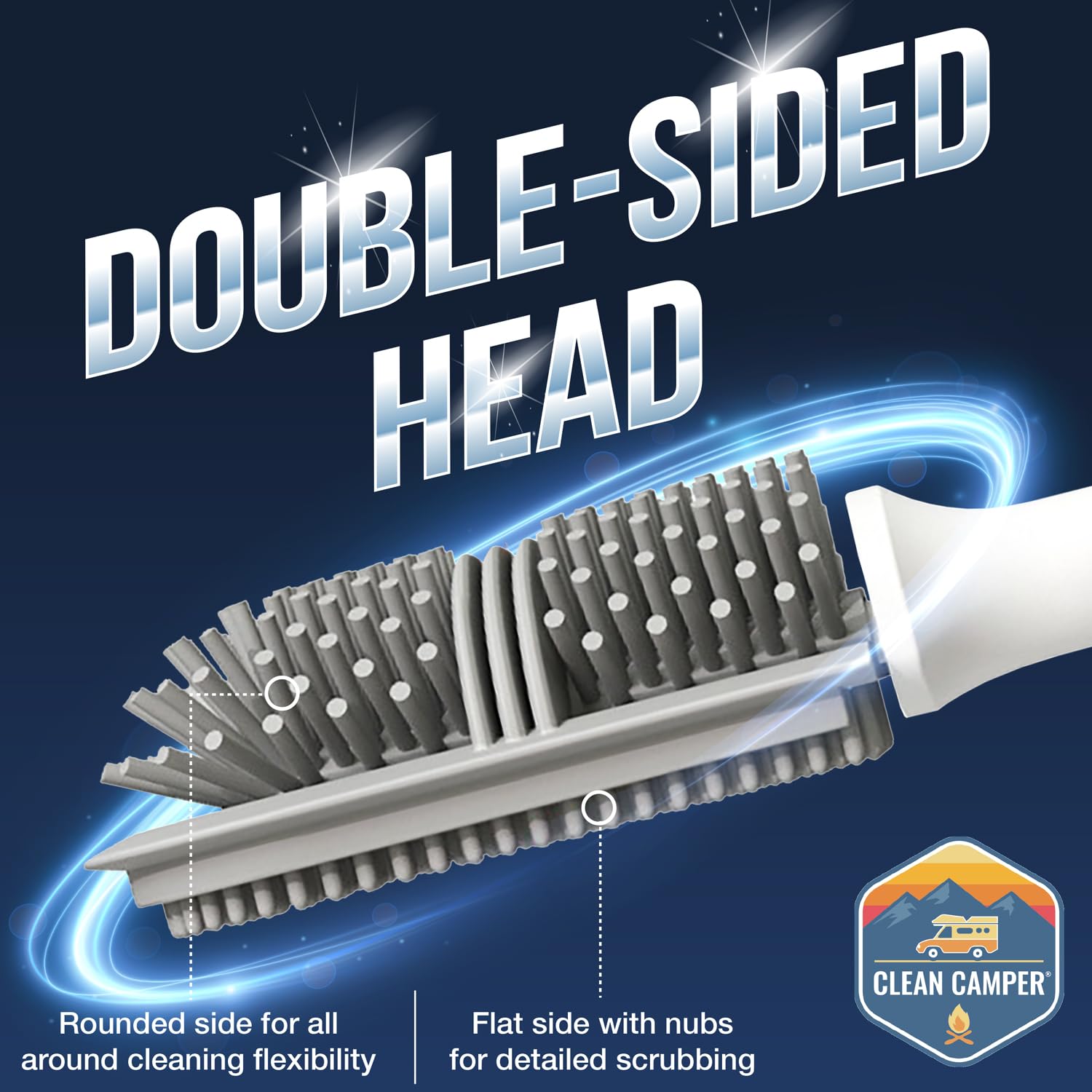 RV Toilet Brush by Clean Camper Wall-Mounted Set Silicone Scratch-Free Dual-Sided Head Quick-Drying Holder Compact Durable Set with — view 3