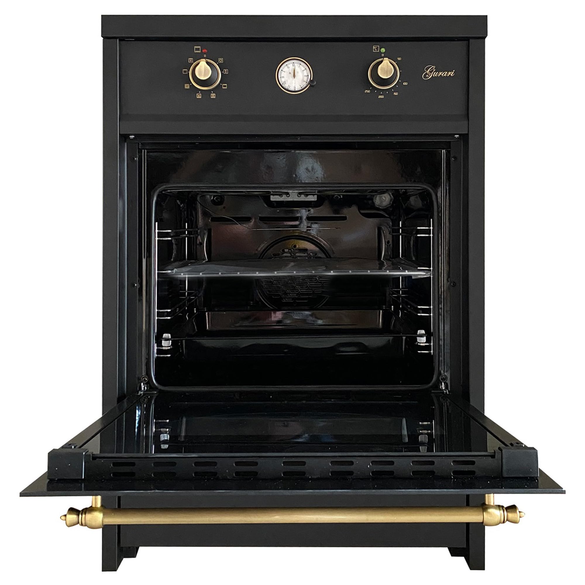 GURARI Cuisinière à Induction 60 cm GCH E 612 Bl r Avec Four et Plaque de Cuisson en Fonte | Retro Range Coocker 4 Zones | Air Chaud | Grill