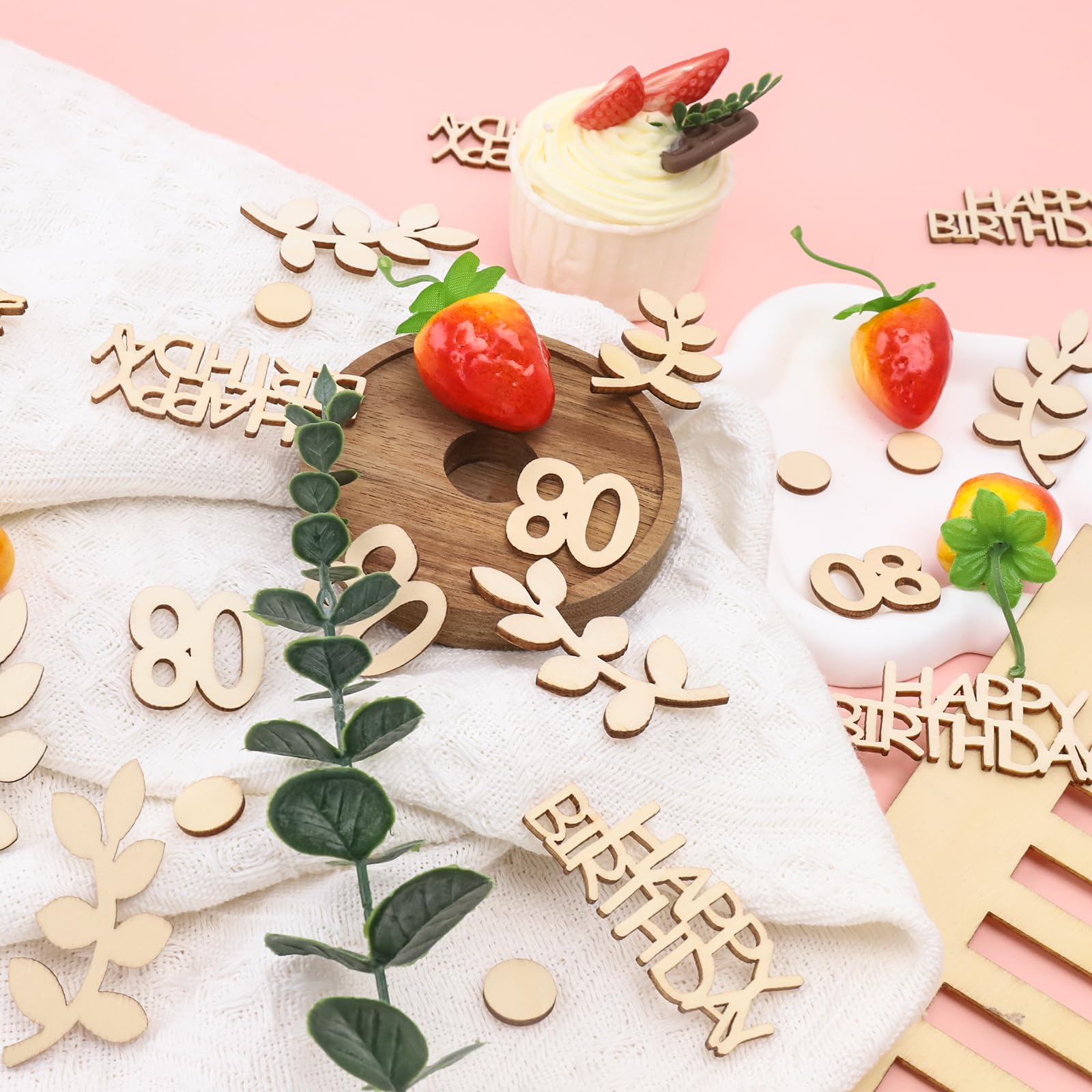 ParPix Coriandoli Legno 80° Compleanno: 100 Pezzi Decorazione Grande Per Festa