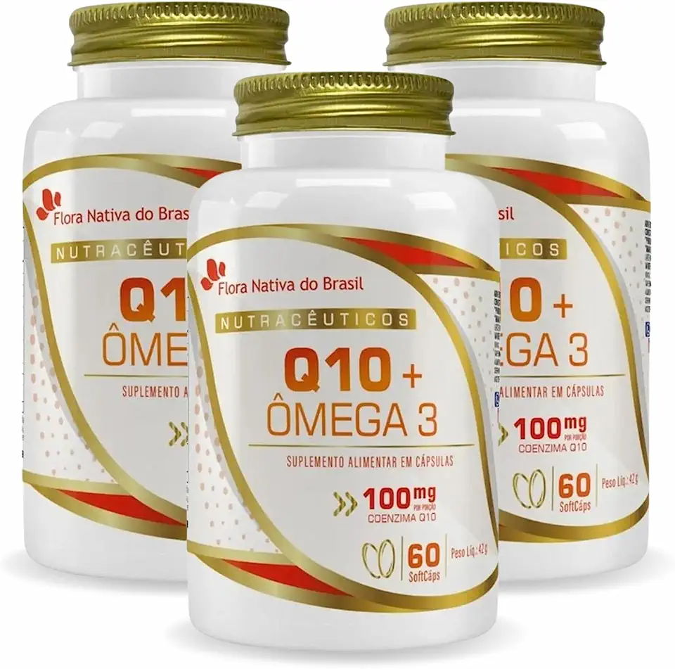 Kit Com 3 - Coenzima Q10 100mg Por Porção + Ômega3 60 Caps Flora Nativa do Brasil