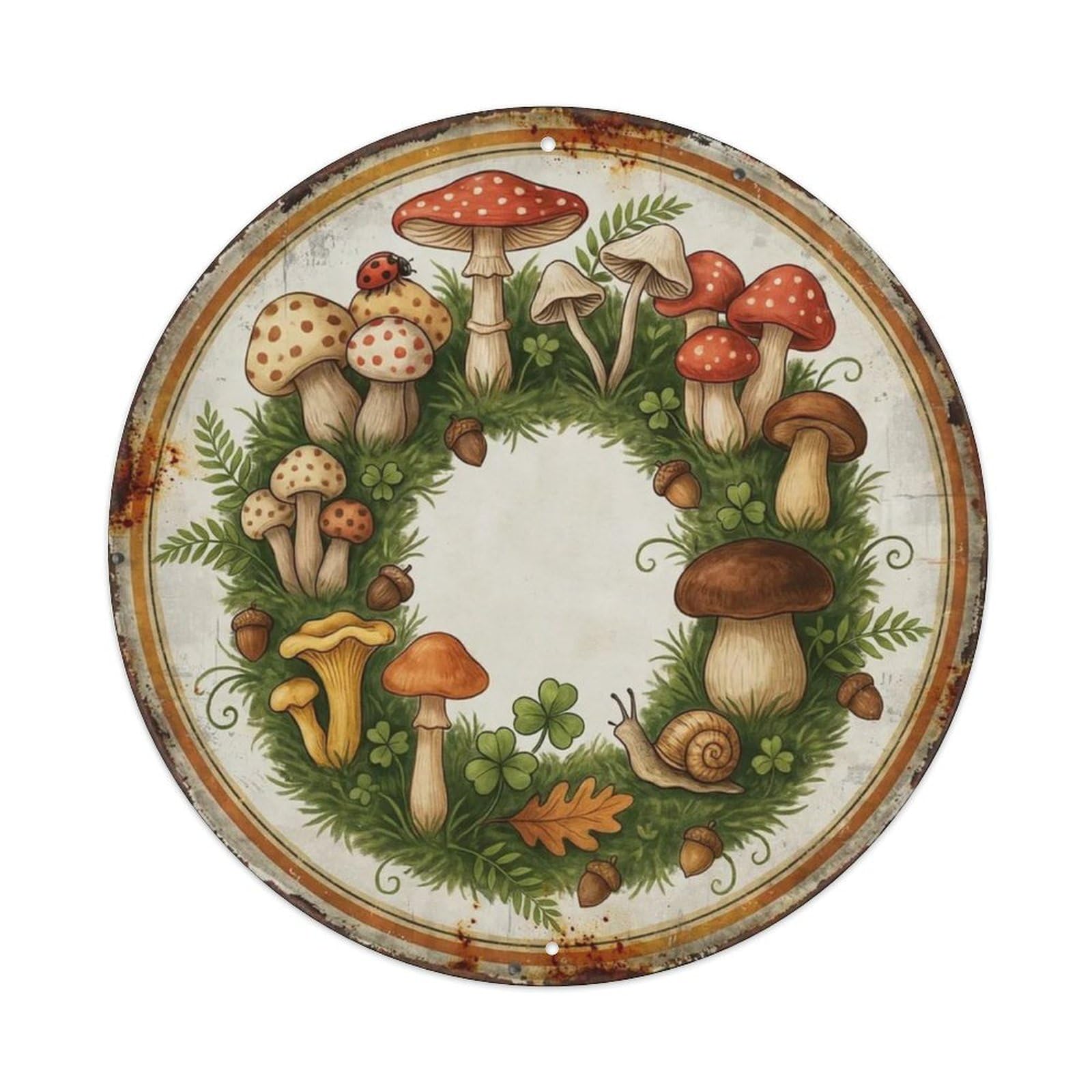 Whimsical Round Plant Sign Metal Tin Sign Plaque
