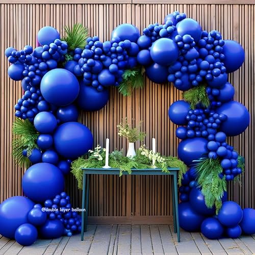 Miniatura 9 de Globos de color azul real, guirnalda de globos azul oscuro de doble relleno, globos de látex azul real, paquete de diferentes tamaños, kit de arco