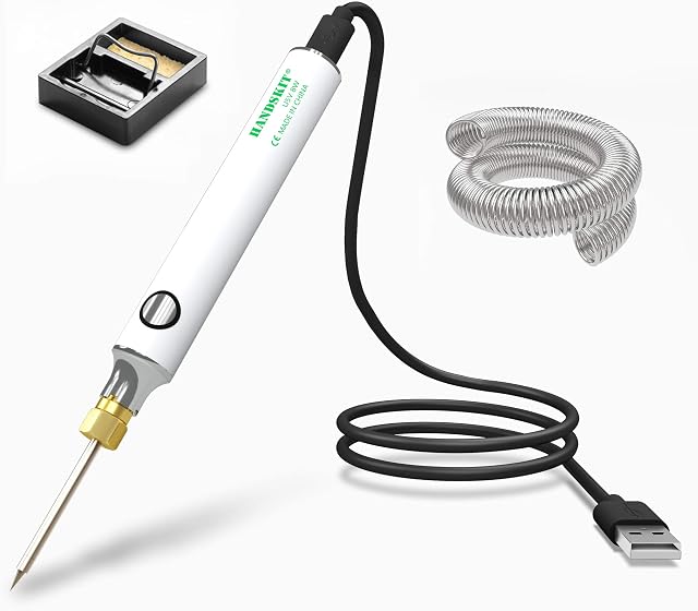 Soldering Iron Kit, HANDSKIT 8W Soldering Iron Welding Tools with Adjustable Temperature 300-450°C Soldering Kit with Solder Stand, Solder Wire