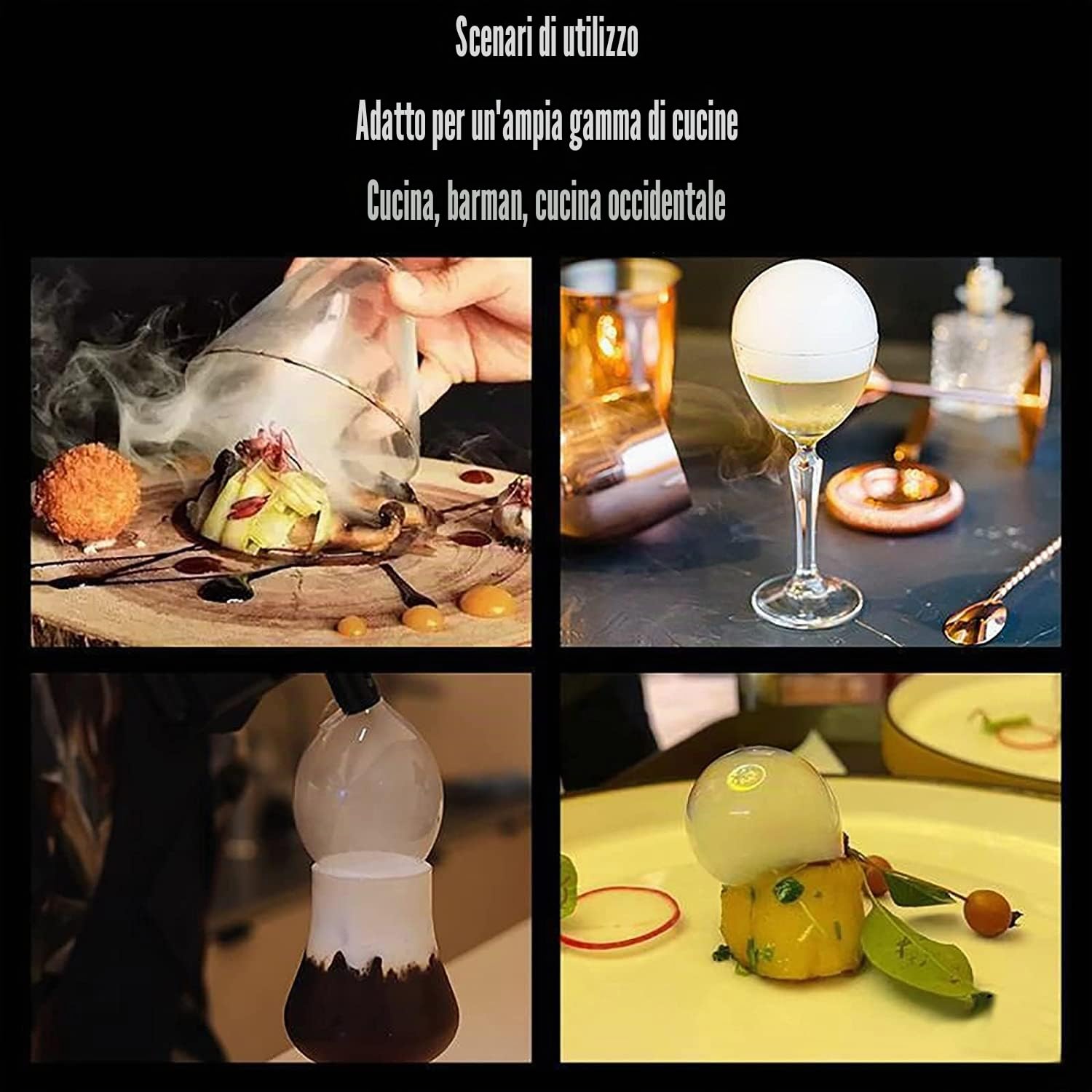 Pistola Infusore di Fumo Alimentata Via USB, Kit Pistola Bolle per Affumicatore di Cocktail, Generatore di Fumo Freddo Elettrico Portatile, Blaster di Aromi, Macchina Affumicatrice