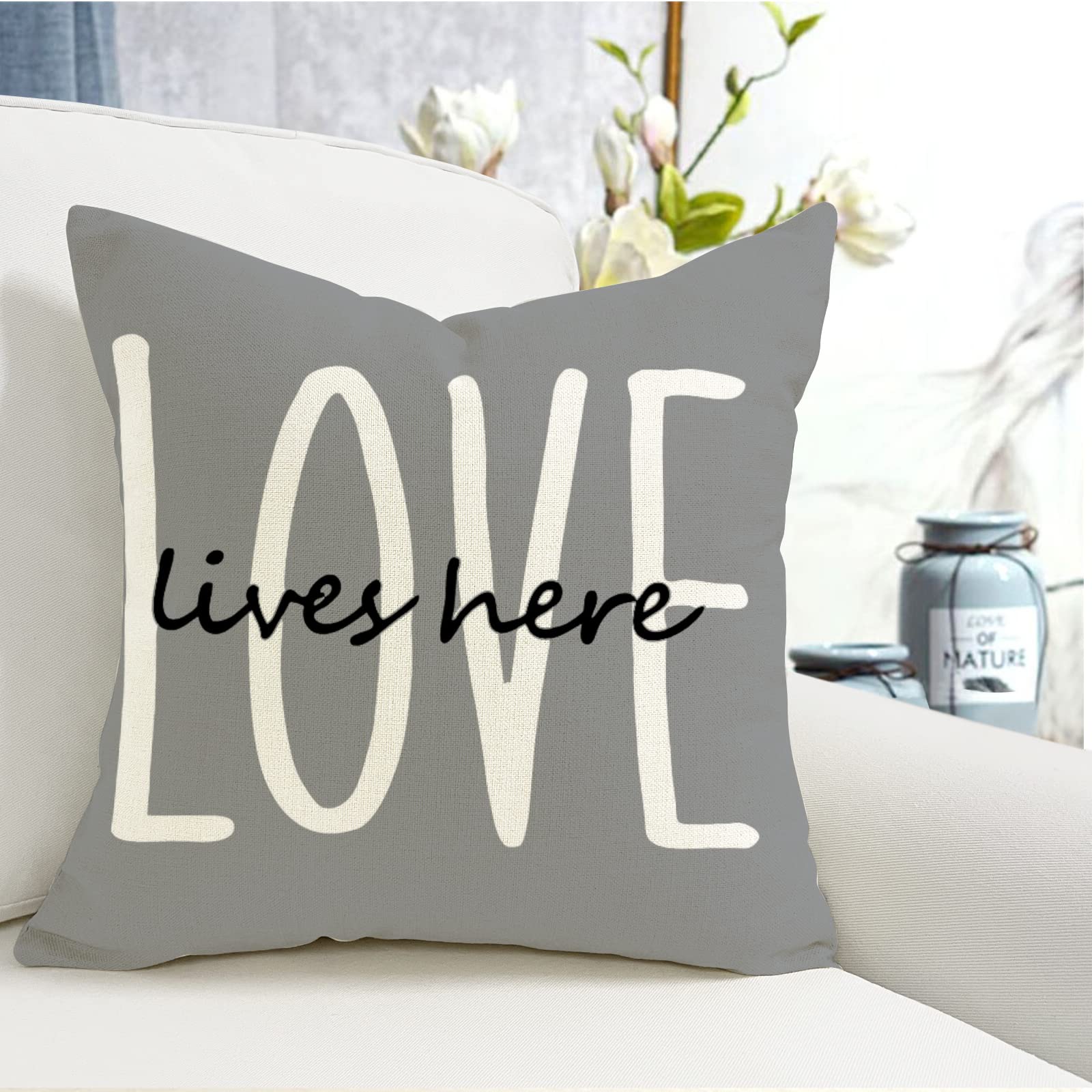 YCOLL Federe Cuscini Divano 40 x 40 Set di 4 Cuscini per Divano in Lino Cuscini da esterno Cuscini Decorativi Motivo Geometrico Cuscini Divano Soggiorno da Letto Copricuscino 40 x 40 Grigio chiaro