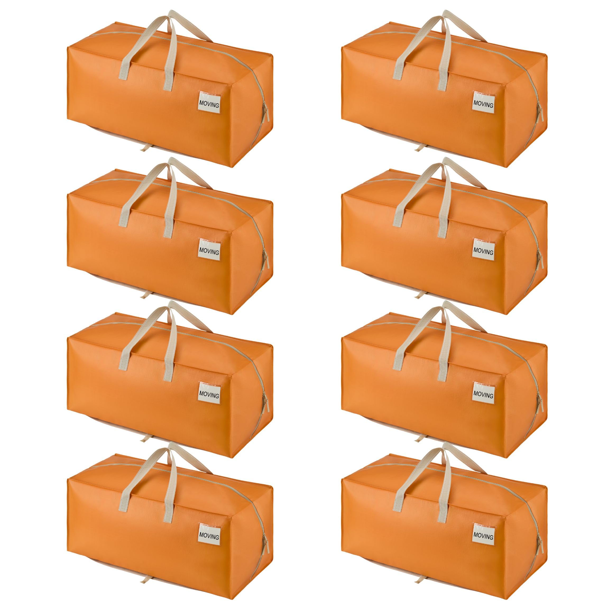 VENO 8 Pack Moving Bags w/Backpack Straps, Heavy Duty, Moving Boxes Alternative, Packing Supplies, Large Storage Totes for Dorm Room Essentials with Zipper (Seasonal Autumn Orange, 8 Pack) — image 1