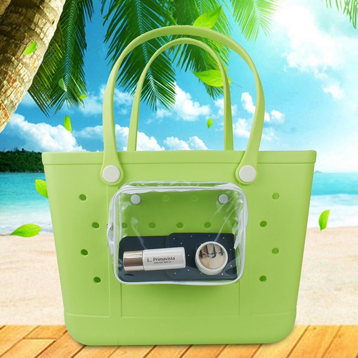 UeKeKicg Clear Toiletry Bags for Bogg Bag Accessories Insert Beach Ba Inner Pouch - (Set of 3) Clear Designer Zipper Insert Bag Compatible with Bogg Bags Travel Organizer Storage