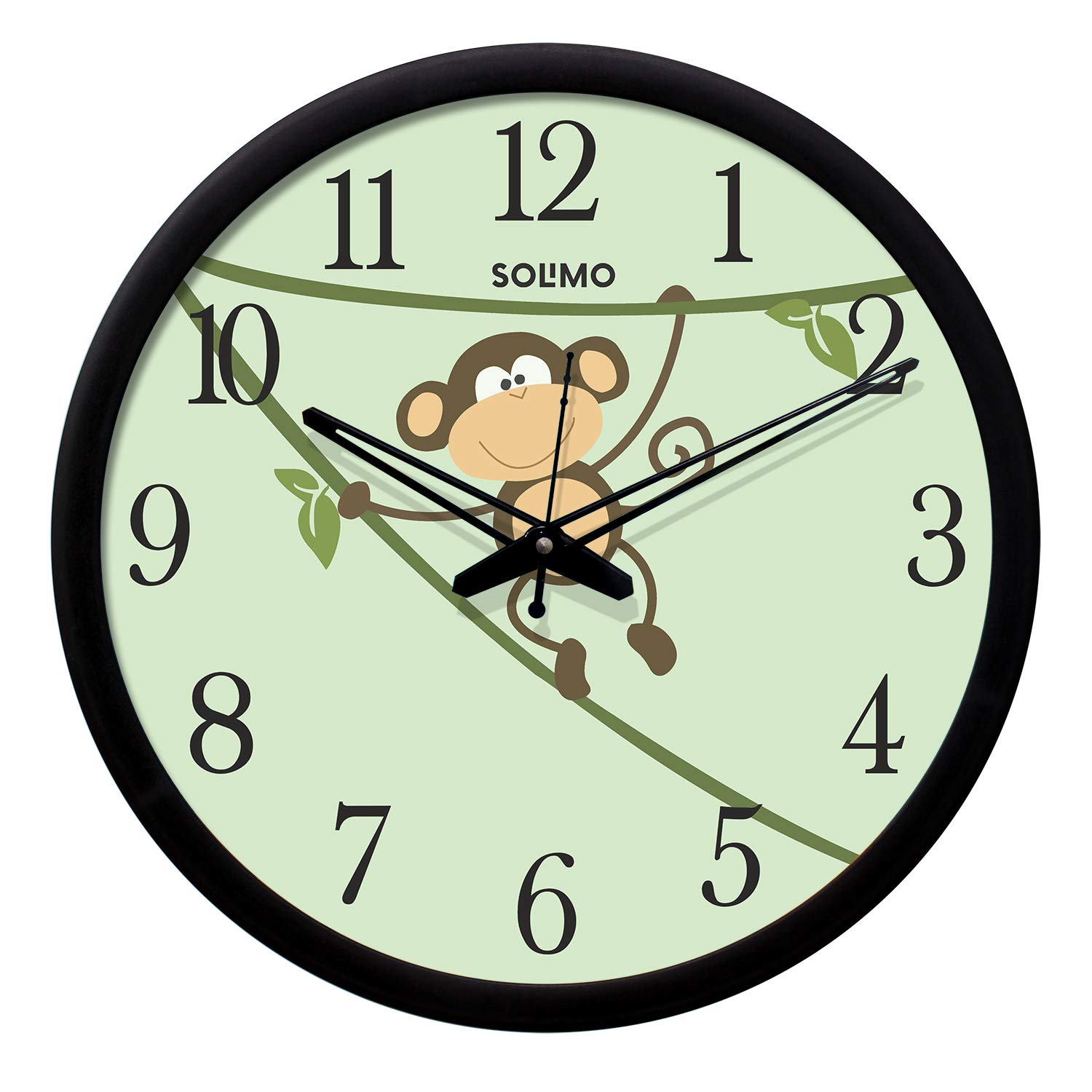 Amazon Brand - SolimoAmazon Brand - Solimo 12-inch Wall Clock - Monkey Jump (Silent Movement, Black Frame)