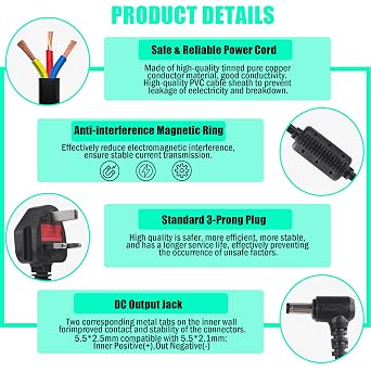 24V 10A 240W Power Supply Adapter,100-240V AC to DC 24Volt 10Amp Power Adapter with 5.5mm x 2.5/2.1mm DC Output Jack,Portable 24V Low Voltage Transformers for LED Strip,Security Cameras,LED Drivers