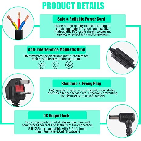 24V 10A 240W Power Supply Adapter,100-240V AC to DC 24Volt 10Amp Power Adapter with 5.5mm x 2.5/2.1mm DC Output Jack,Portable 24V Low Voltage Transformers for LED Strip,Security Cameras,LED Drivers
