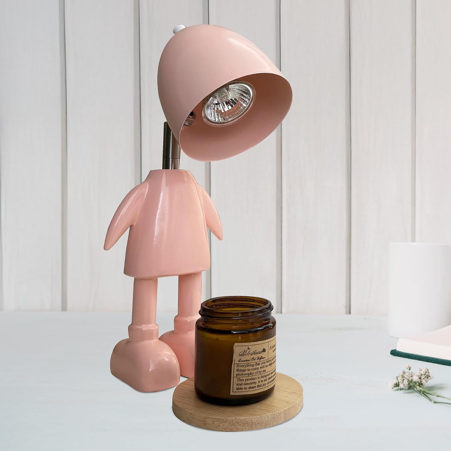 XoooX Pink Robot Candle Warmer Lamp with Timer - Aesthetic Room Decor for Teen Girls, Cute Kawaii Desk Lamp, Dimmable Electric Wax Melt Warmer, Unique Gifts for Women & Gamers
