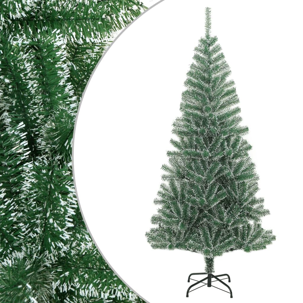 Árbol de Navidad artificial nevado 240 cm con 1300 puntas PET soporte de metal estable diseño moderno verde blanco para decoración interior Navidad