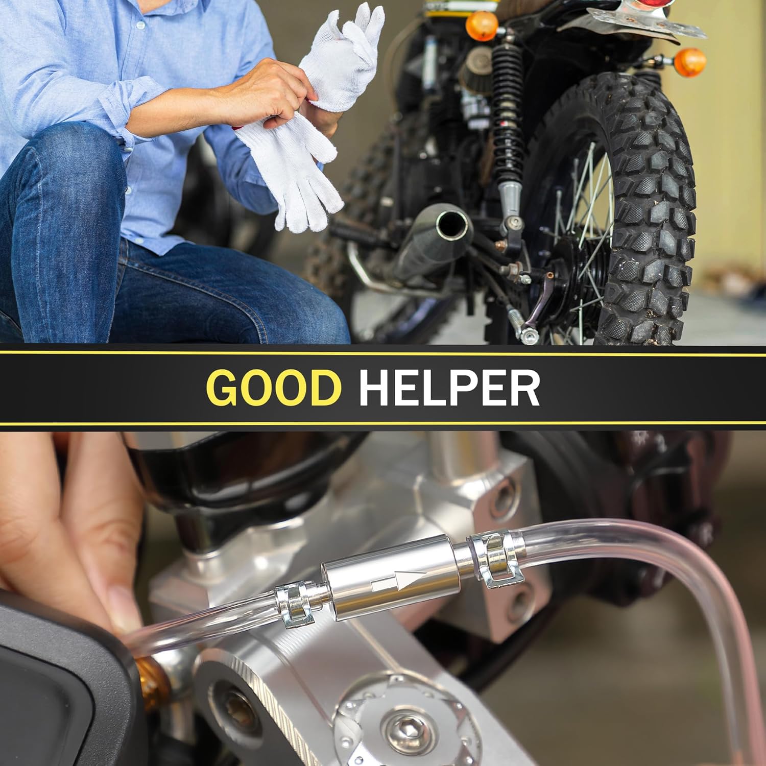 Greluma Tubo spurgo freni motocicletta,Kit di spurgo della valvola di ritegno unidirezionale con tubo e morsetto,Accessori universali motociclette,strumenti per spurgo per frizione e freno idraulico