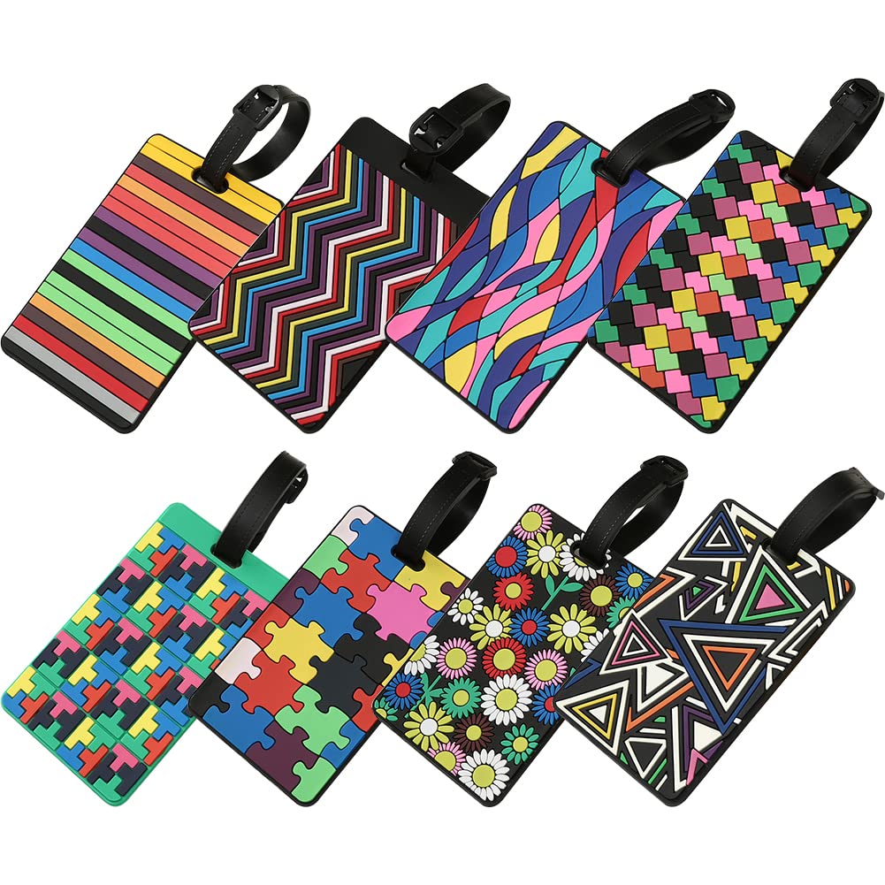 Etichette Per Bagagli In Silicone - 5 Pezzi Con Cinturino - Targhette Per Valigie E Viaggi - Foto 14