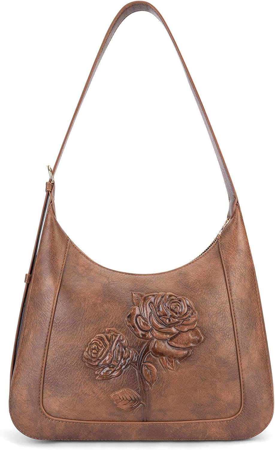 Shoulder Bag for Women, Vegan Leather Hobo Purse Trendy Small Handbag Top Handle Embossed Underarm Purse Daily Use | Adjustable strap, Smooth zipper