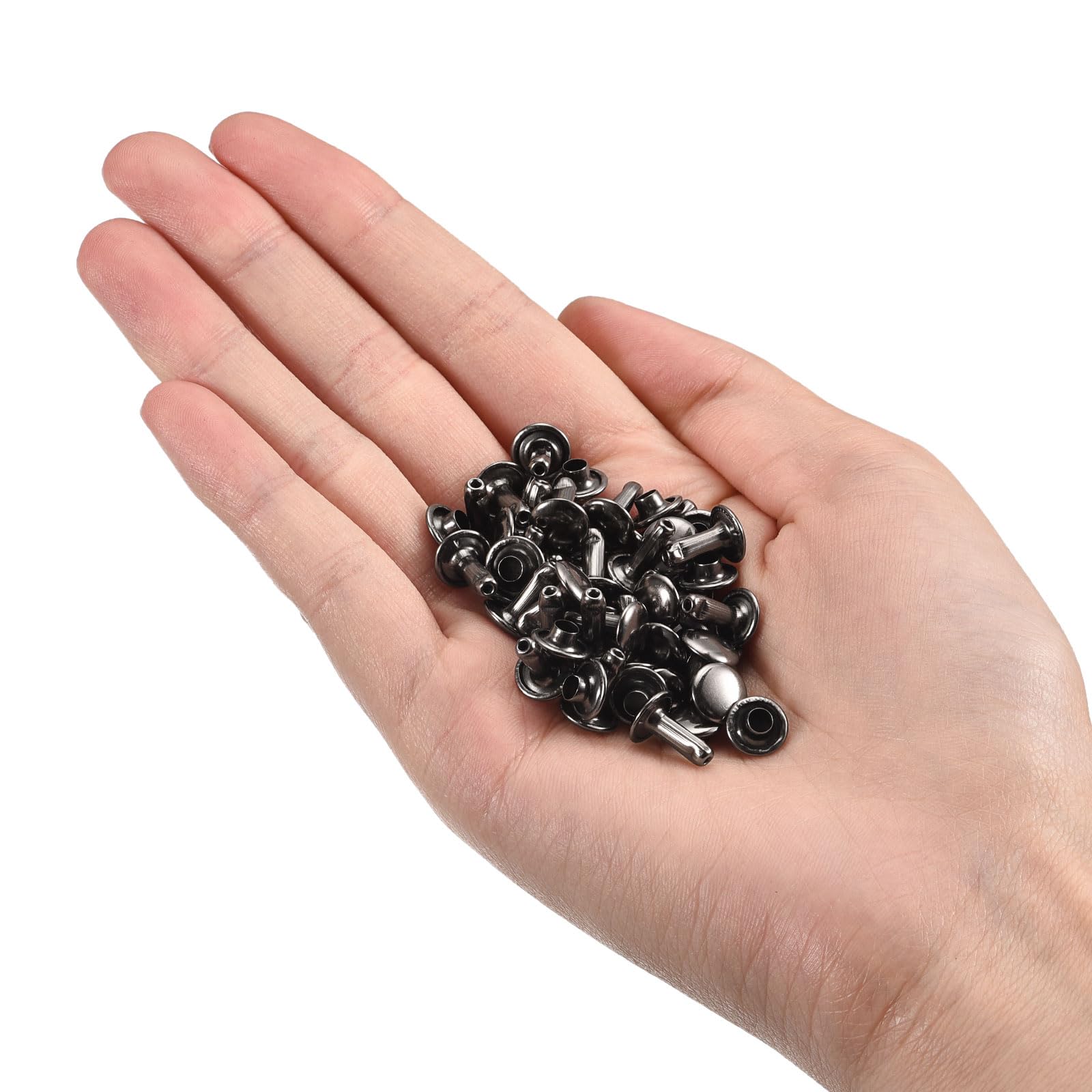 100 Set Borchie Per Pelle Con Doppio Cappuccio - 8x8mm, Oro, Per Fai Da Te E Riparazioni - Foto 2