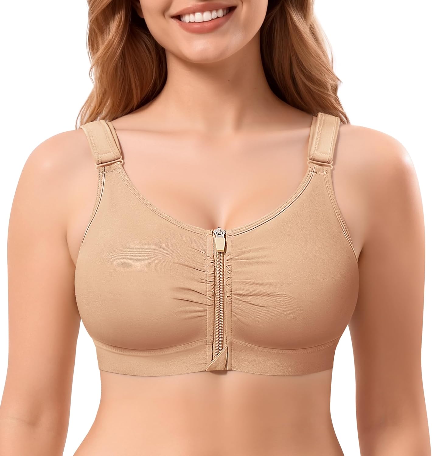 CYDREAM Front Zip Closure Bras for Women No Underwire - Wireless Comfort Compression Support Adjustable Everyday Bra