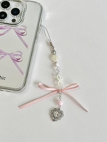 Miniatura 3 de Abalorios para teléfono, correa de muñeca hecha a mano, Y2K para teléfono, cadena para mujeres y niñas (ángel)