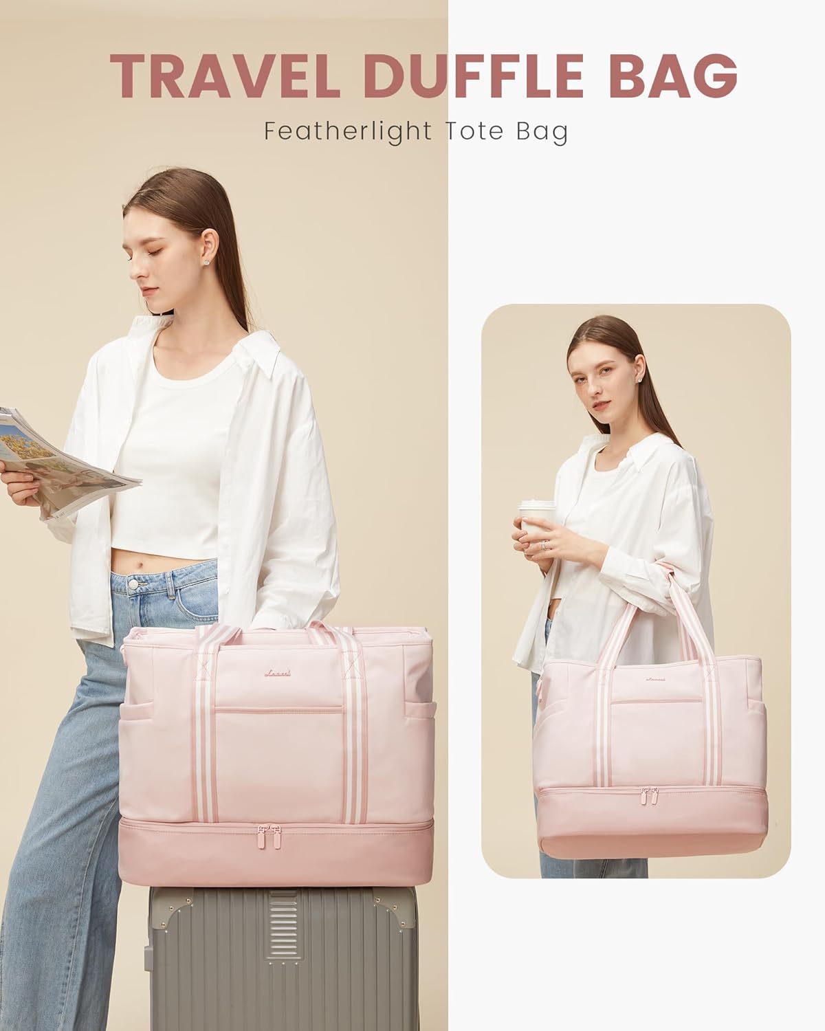 LOVEVOOK Travel Duffle Bags for Women, 45L carry on weekender bags, personal item travel with Toiletry - Image 2