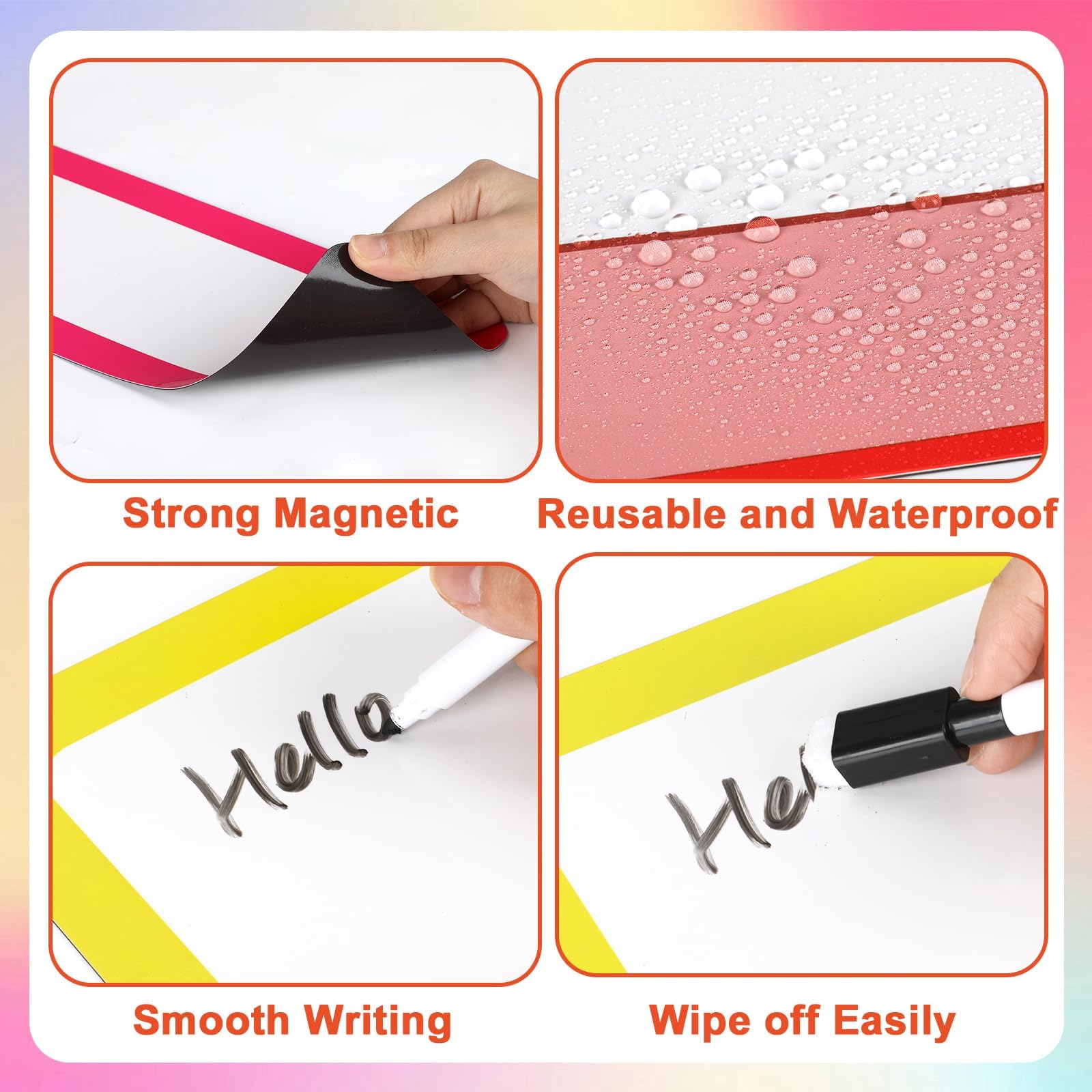 8PCS Magnetic Dry Erase Label Write & Wipe Paper Organization Chart for Classroom Whiteboard Goals Targets Teacher Organizations Objectives Board Bright Colorful Learning Magnets for School Supplies - Image 3