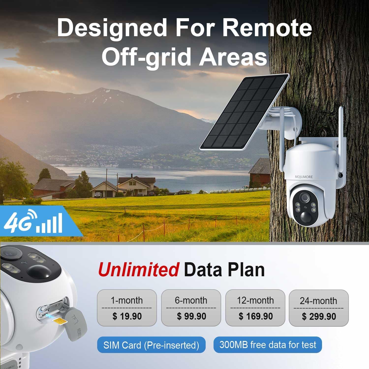 4G LTE Cellular Security Camera, No WiFi Security Cameras Wireless Outdoor, Solar Outdoor Camera Wireless, PIR Detection, 2K Color Night Vision, 360° PTZ, Built-in SIM Card - Image 7