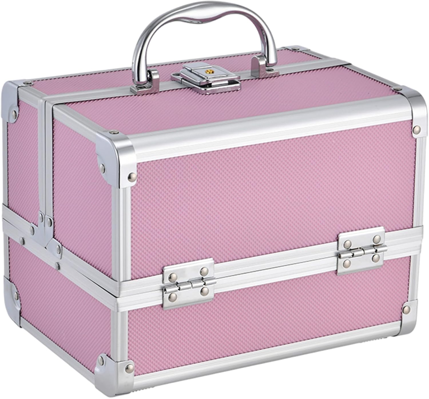 Makeup Box with Mirror 7x7x9 in 3-Layer Portable Extendable Makeup Case Organizer with Lock Protective Make up Storage for Travel Cosmetologist Holder